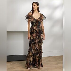 Ralph Lauren Collection Purple Label Chiffon Silk Maxi Evening Dress 6 S $5k